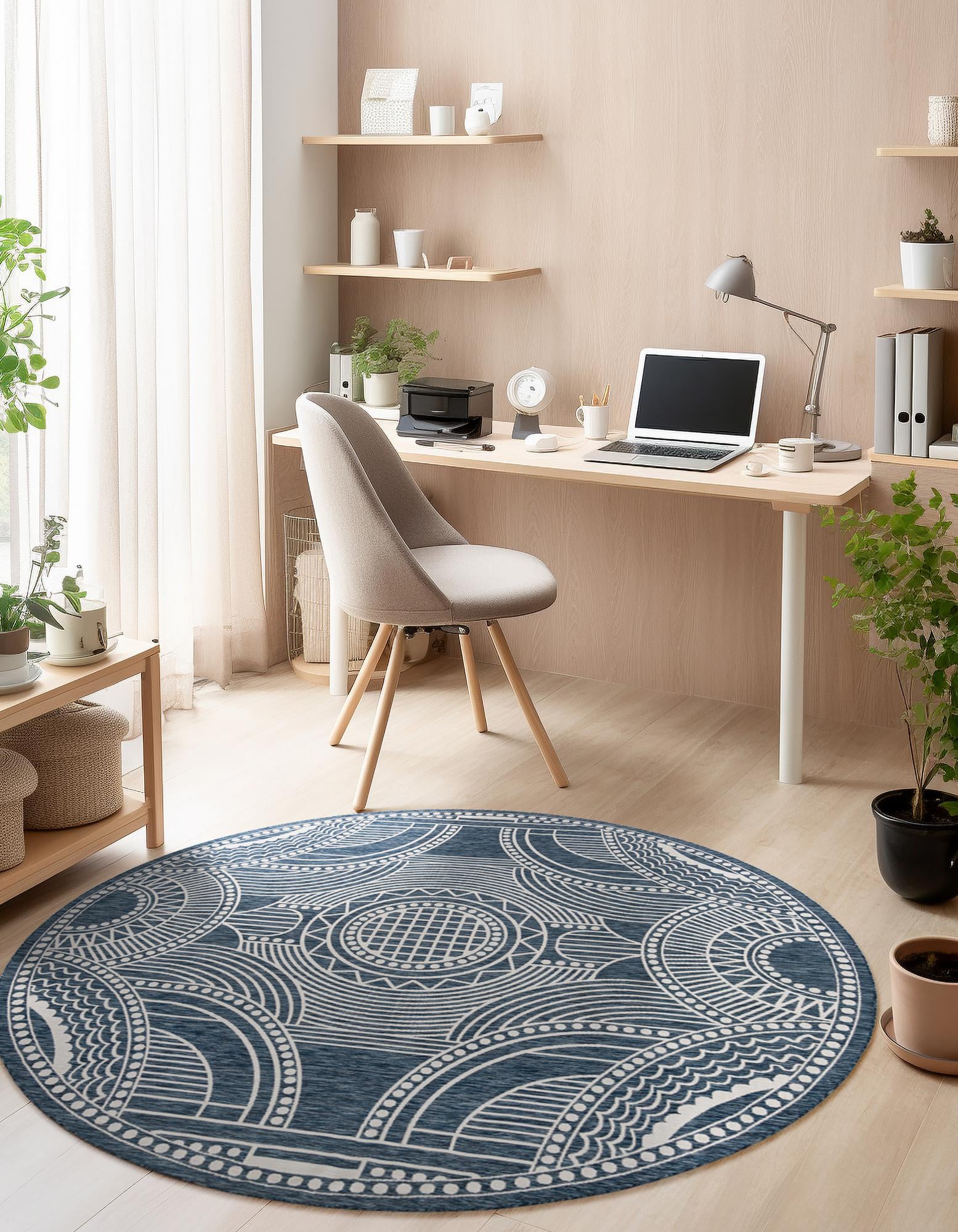 3' x 3' Easy-Clean Traditional Indoor / Outdoor Round Rug