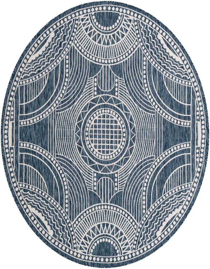 Detail image of 7' 10 x 7' 10 Easy-Clean Traditional Indoor / Outdoor Round Rug