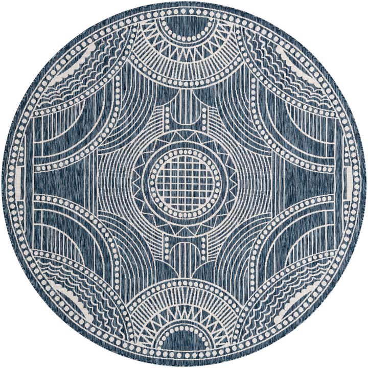 7' 10 x 7' 10 Easy-Clean Traditional Indoor / Outdoor Round Rug