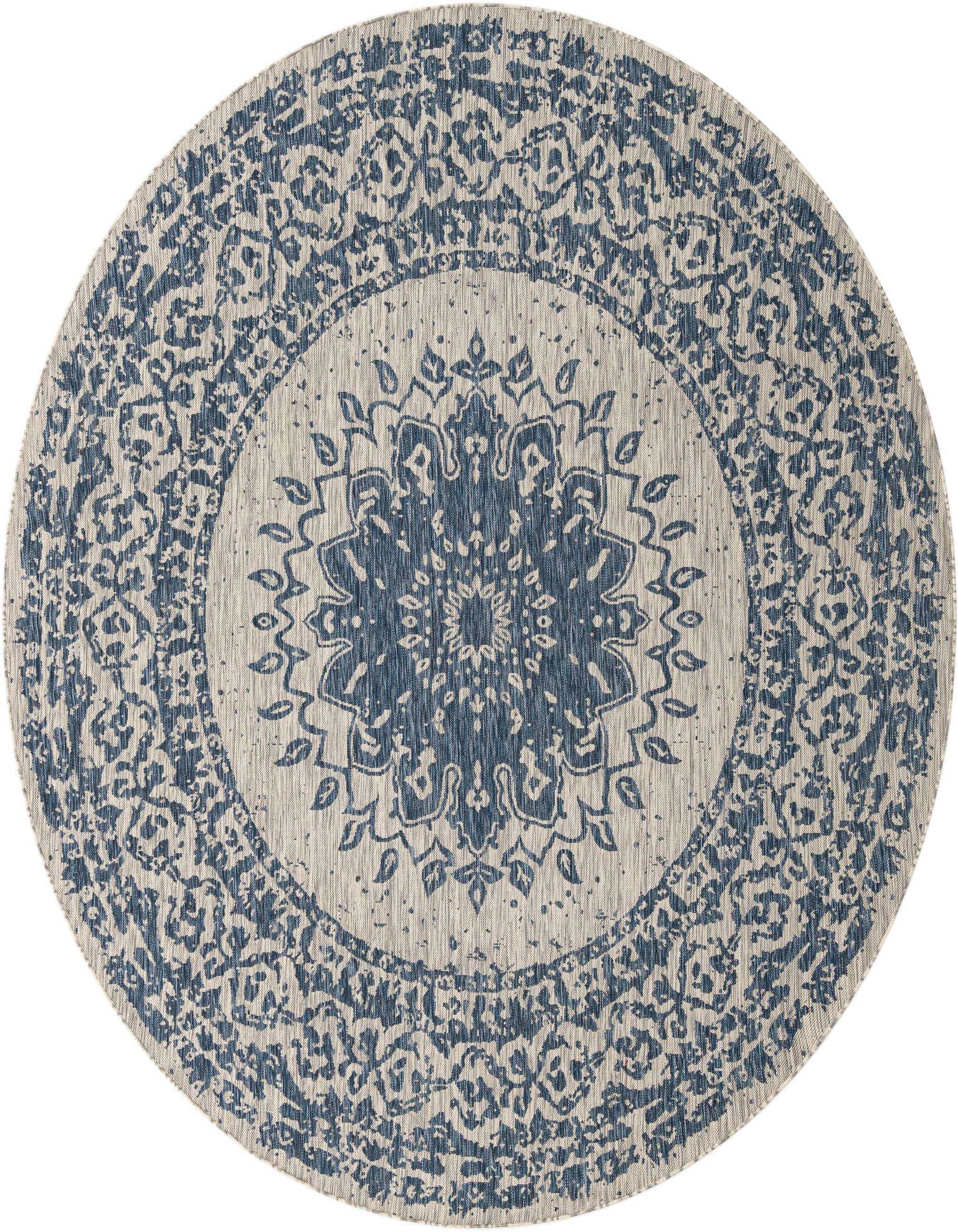 10' x 10' Easy-Clean Traditional Indoor / Outdoor Round Rug