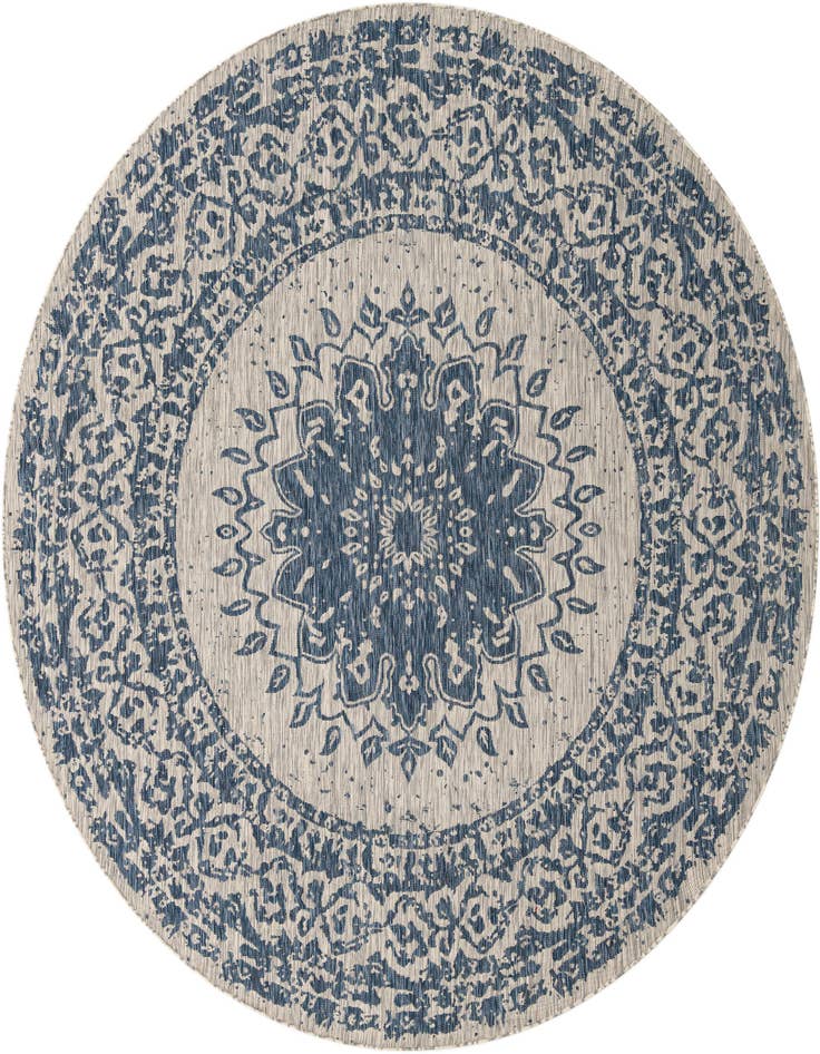 Detail image of 10' x 10' Easy-Clean Traditional Indoor / Outdoor Round Rug