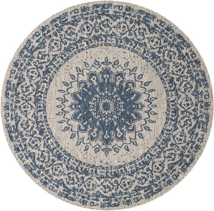 10' x 10' Easy-Clean Traditional Indoor / Outdoor Round Rug