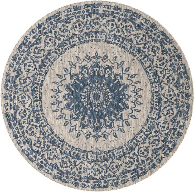 Detail image of 10' x 10' Easy-Clean Traditional Indoor / Outdoor Round Rug