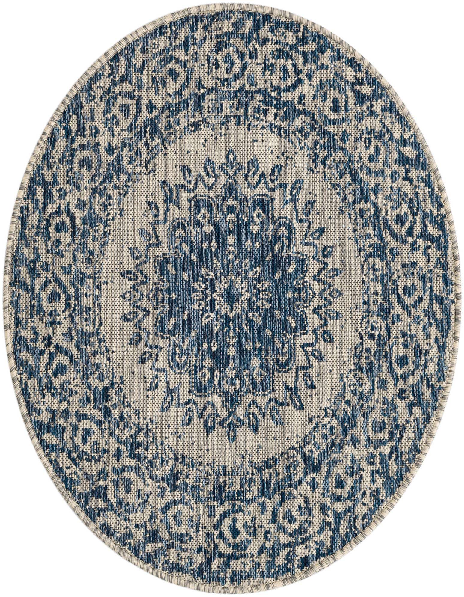 3' x 3' Easy-Clean Traditional Indoor / Outdoor Round Rug