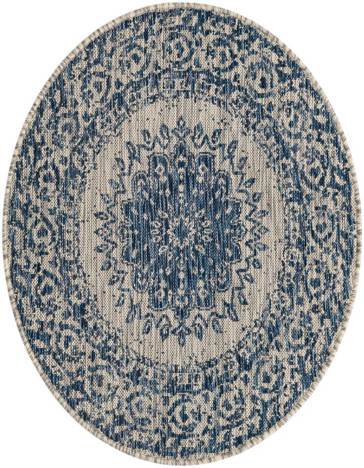 Detail image of 3' x 3' Easy-Clean Traditional Indoor / Outdoor Round Rug