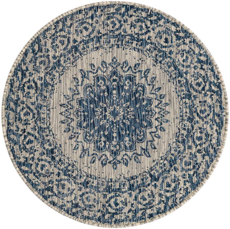 Detail image of 3' x 3' Easy-Clean Traditional Indoor / Outdoor Round Rug