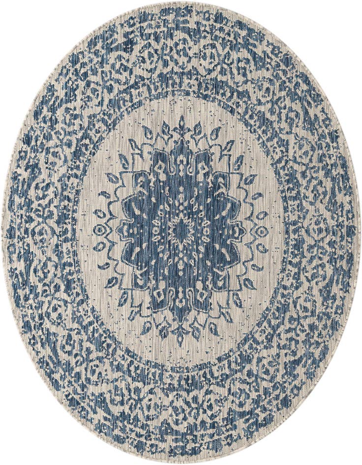 Detail image of 6' x 6' Easy-Clean Traditional Indoor / Outdoor Round Rug