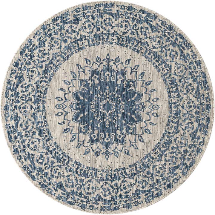 6' x 6' Easy-Clean Traditional Indoor / Outdoor Round Rug