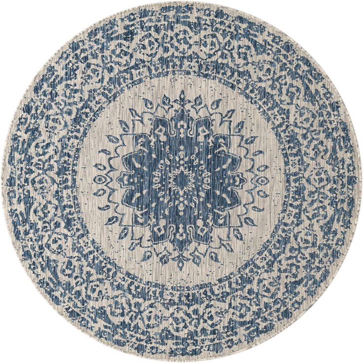 Detail image of 6' x 6' Easy-Clean Traditional Indoor / Outdoor Round Rug