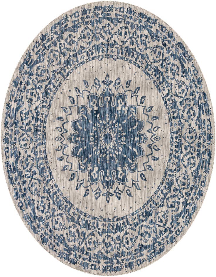Detail image of 7' 10 x 7' 10 Easy-Clean Traditional Indoor / Outdoor Round Rug