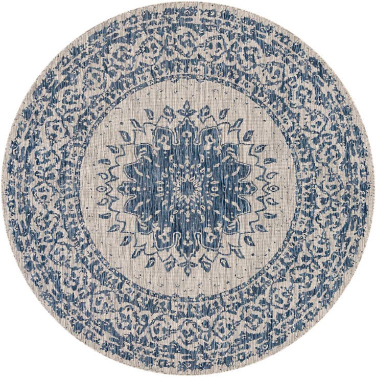 Detail image of 7' 10 x 7' 10 Easy-Clean Traditional Indoor / Outdoor Round Rug