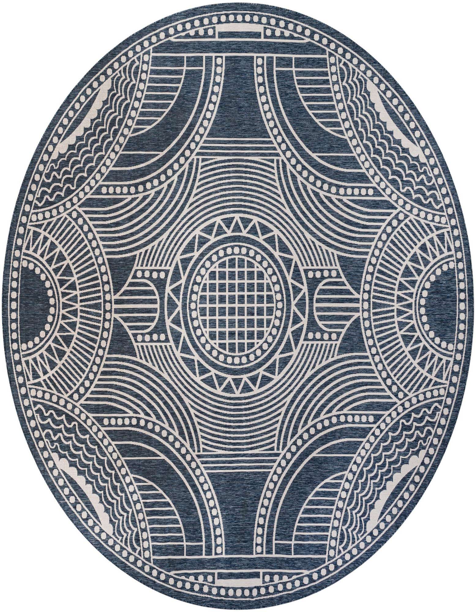 13' x 13' Easy-Clean Traditional Indoor / Outdoor Round Rug