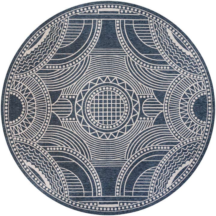 13' x 13' Easy-Clean Traditional Indoor / Outdoor Round Rug