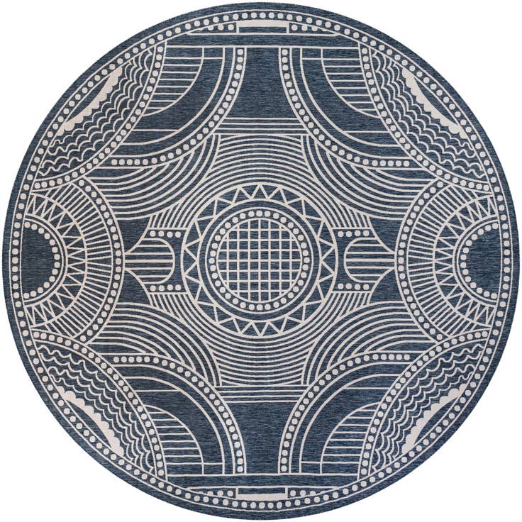 Detail image of 13' x 13' Easy-Clean Traditional Indoor / Outdoor Round Rug