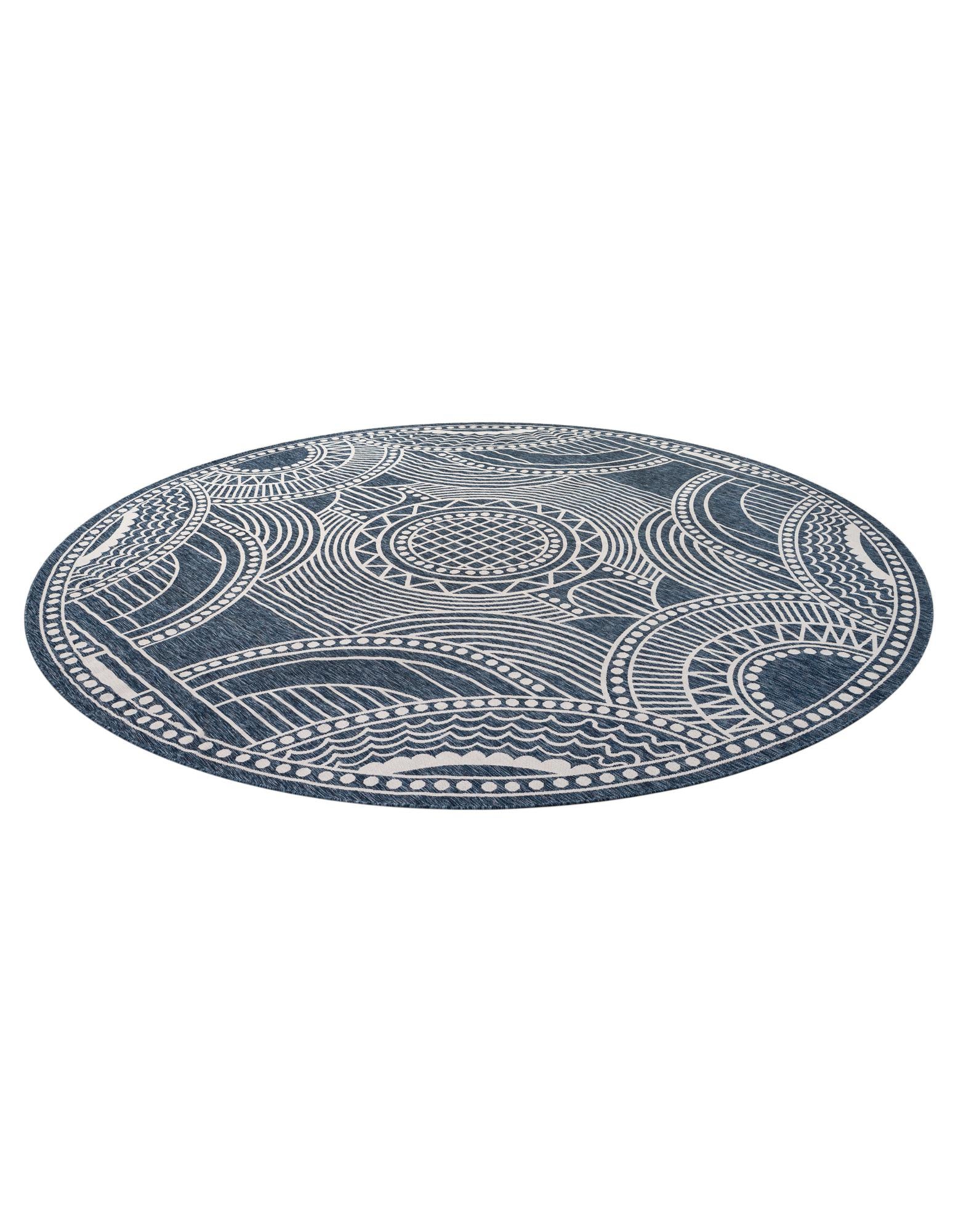 13' x 13' Easy-Clean Traditional Indoor / Outdoor Round Rug