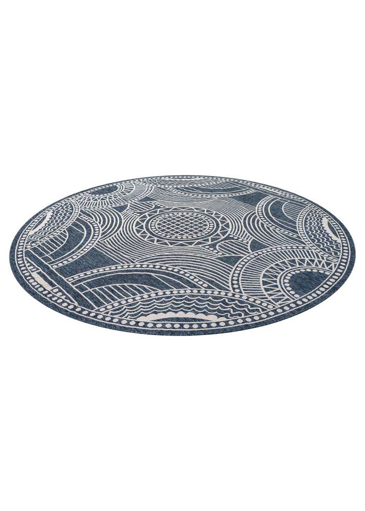 13' x 13' Easy-Clean Traditional Indoor / Outdoor Round Rug