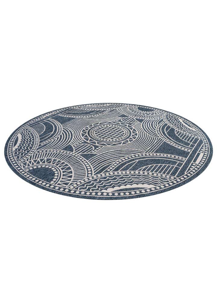 13' x 13' Easy-Clean Traditional Indoor / Outdoor Round Rug