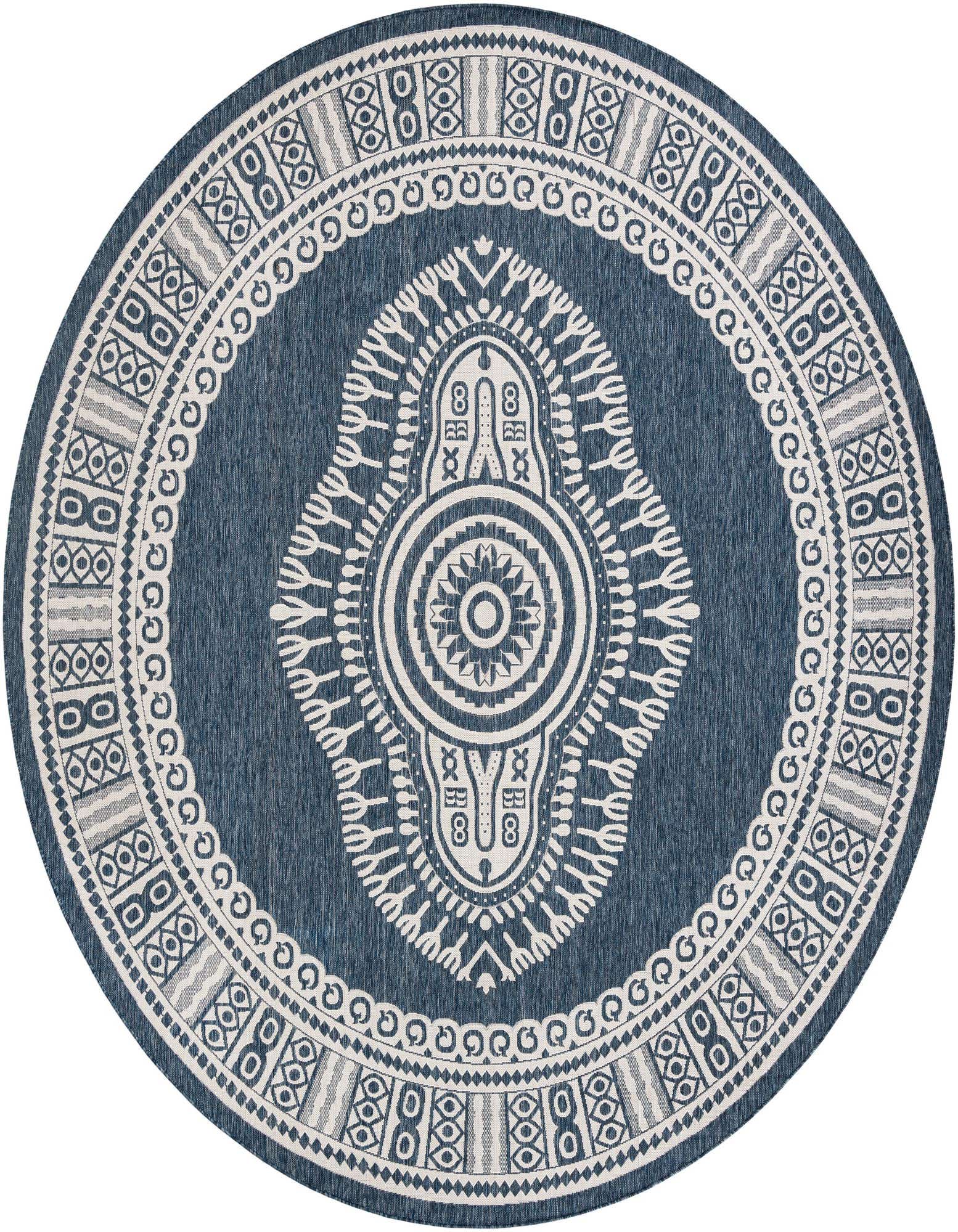 13' x 13' Easy-Clean Traditional Indoor / Outdoor Round Rug
