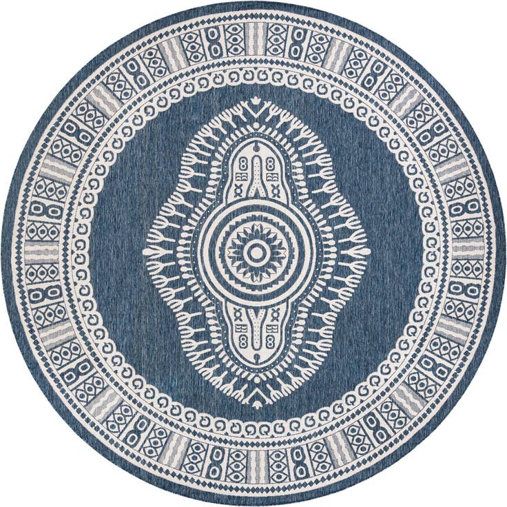 Detail image of 13' x 13' Easy-Clean Traditional Indoor / Outdoor Round Rug