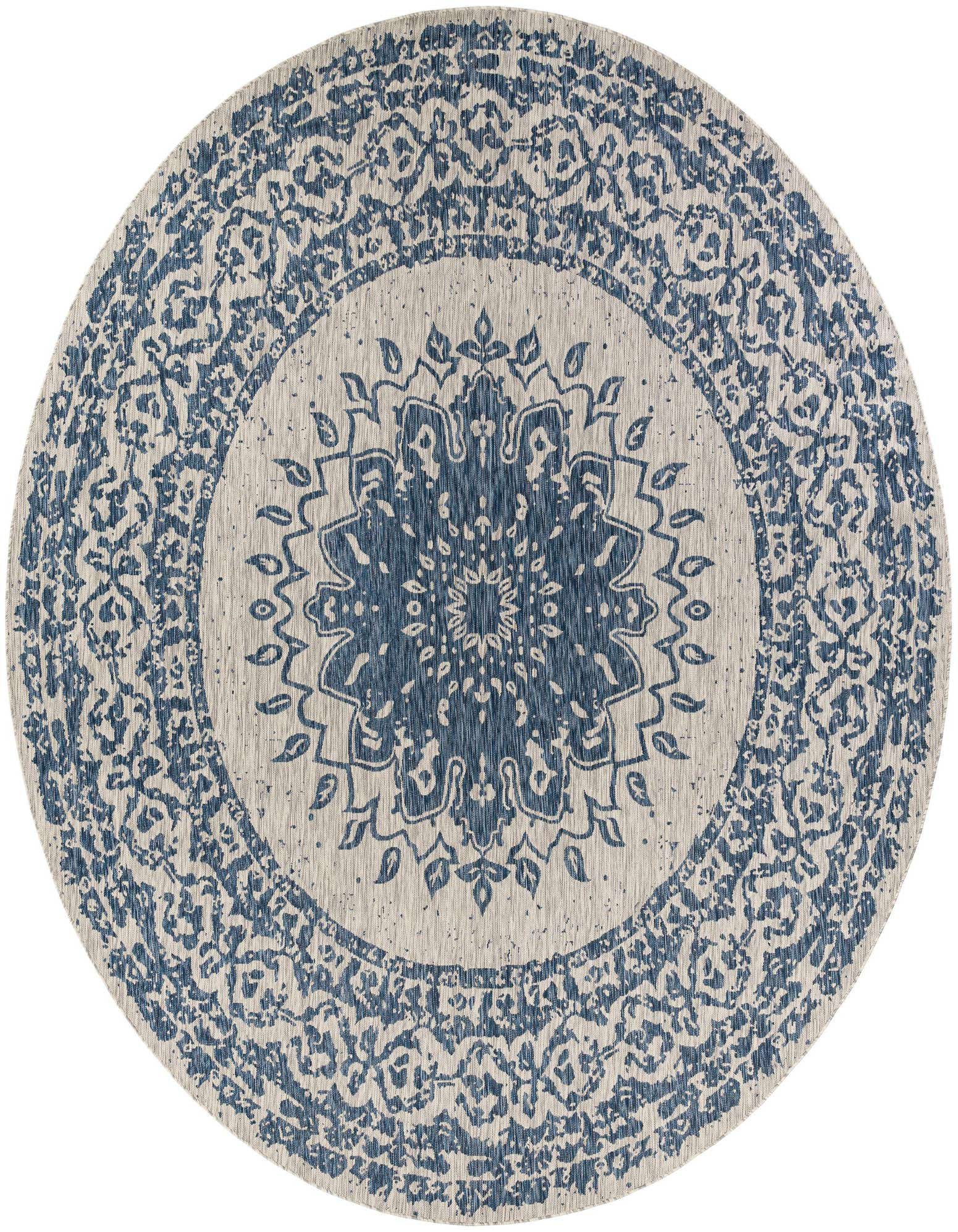 13' x 13' Easy-Clean Traditional Indoor / Outdoor Round Rug