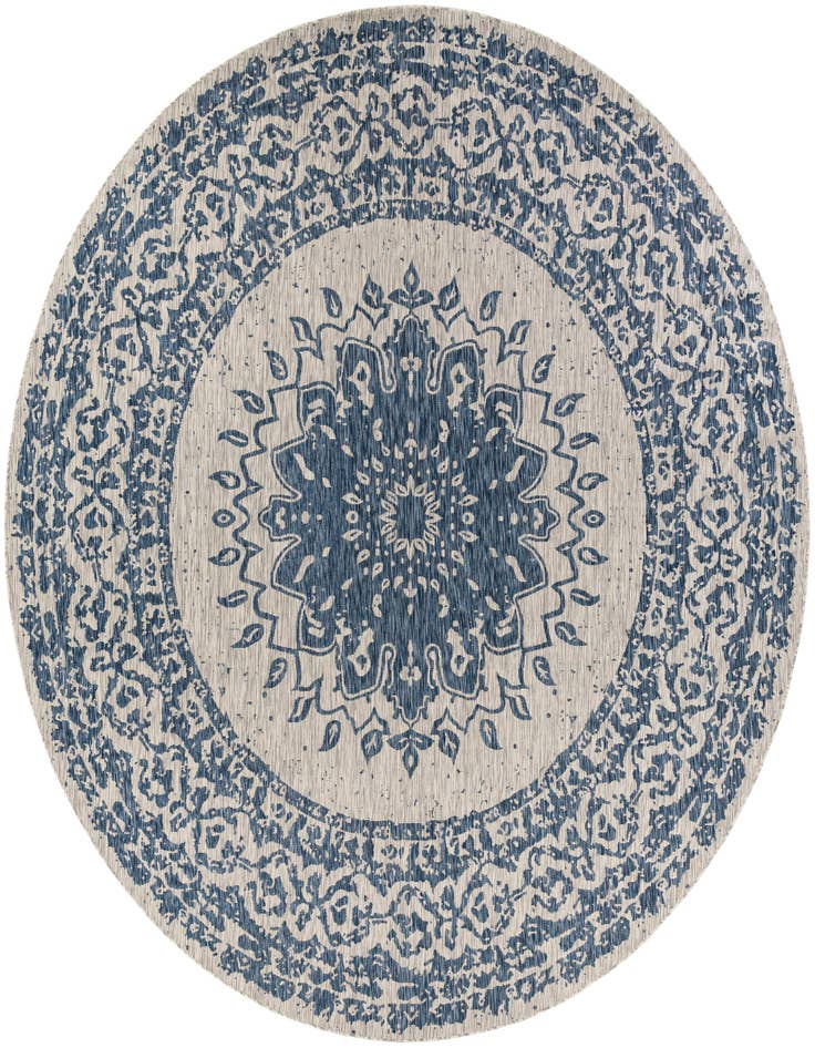 Detail image of 13' x 13' Easy-Clean Traditional Indoor / Outdoor Round Rug