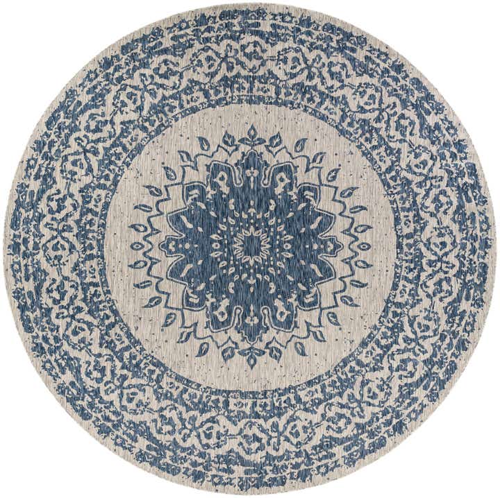 13' x 13' Easy-Clean Traditional Indoor / Outdoor Round Rug