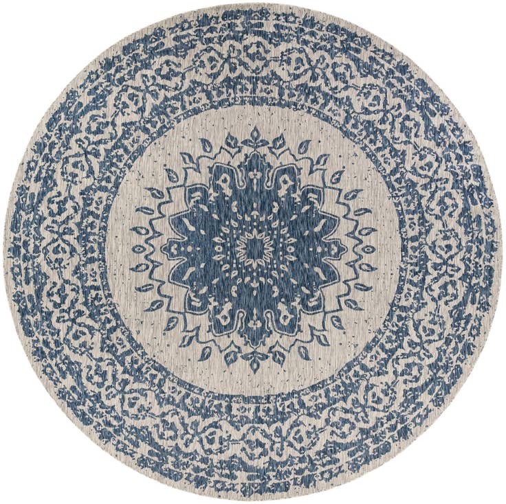 Detail image of 13' x 13' Easy-Clean Traditional Indoor / Outdoor Round Rug