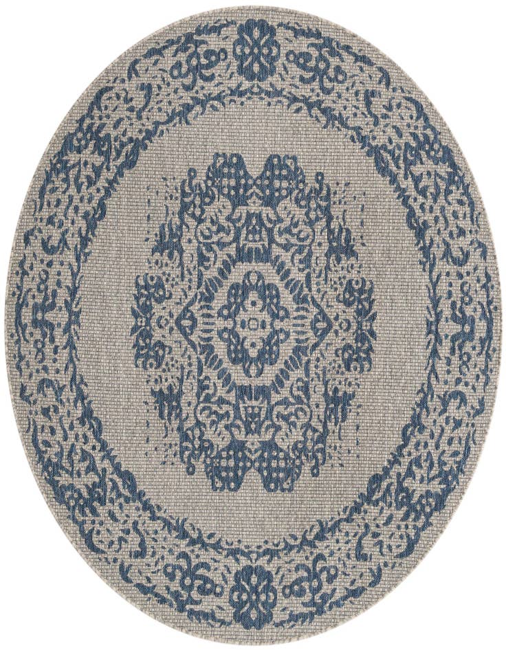 Detail image of 6' x 6' Easy-Clean Traditional Indoor / Outdoor Round Rug