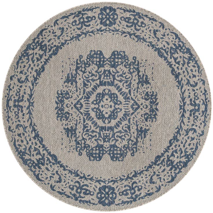 Detail image of 6' x 6' Easy-Clean Traditional Indoor / Outdoor Round Rug