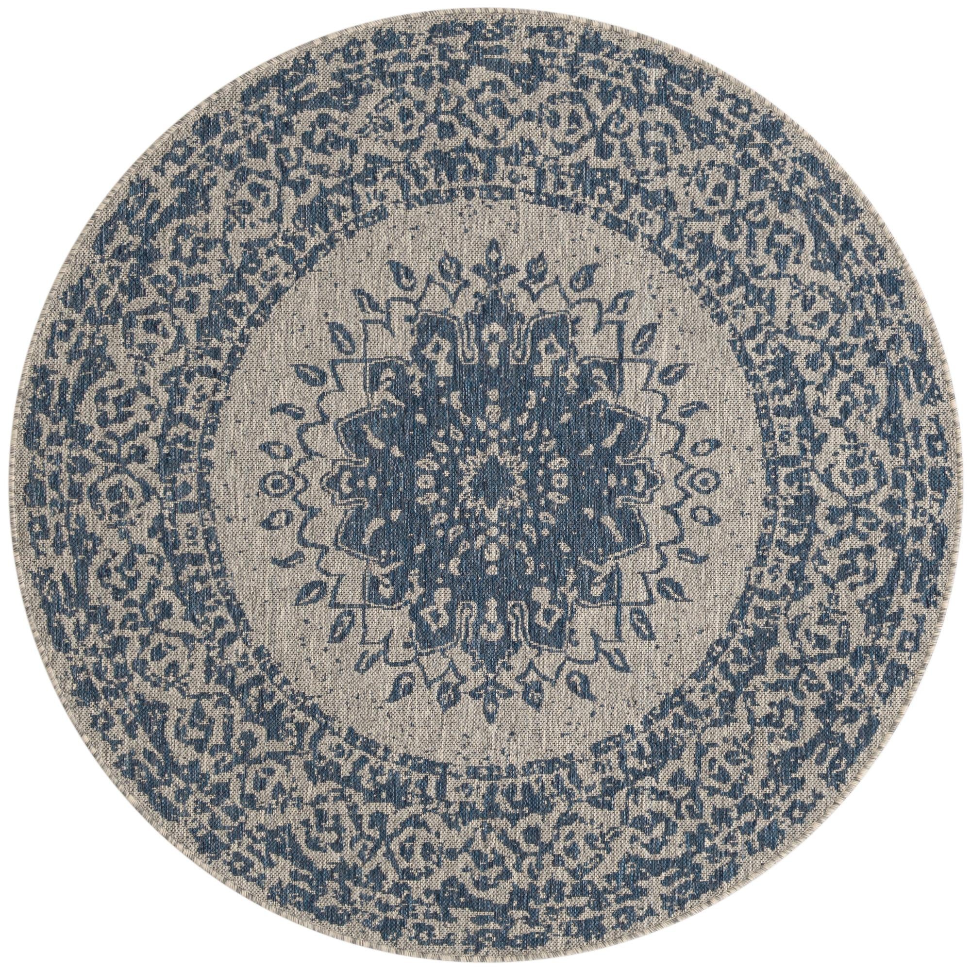 Primary image 5' 3 x 5' 3  Washable Traditional Indoor / Outdoor Round Rug