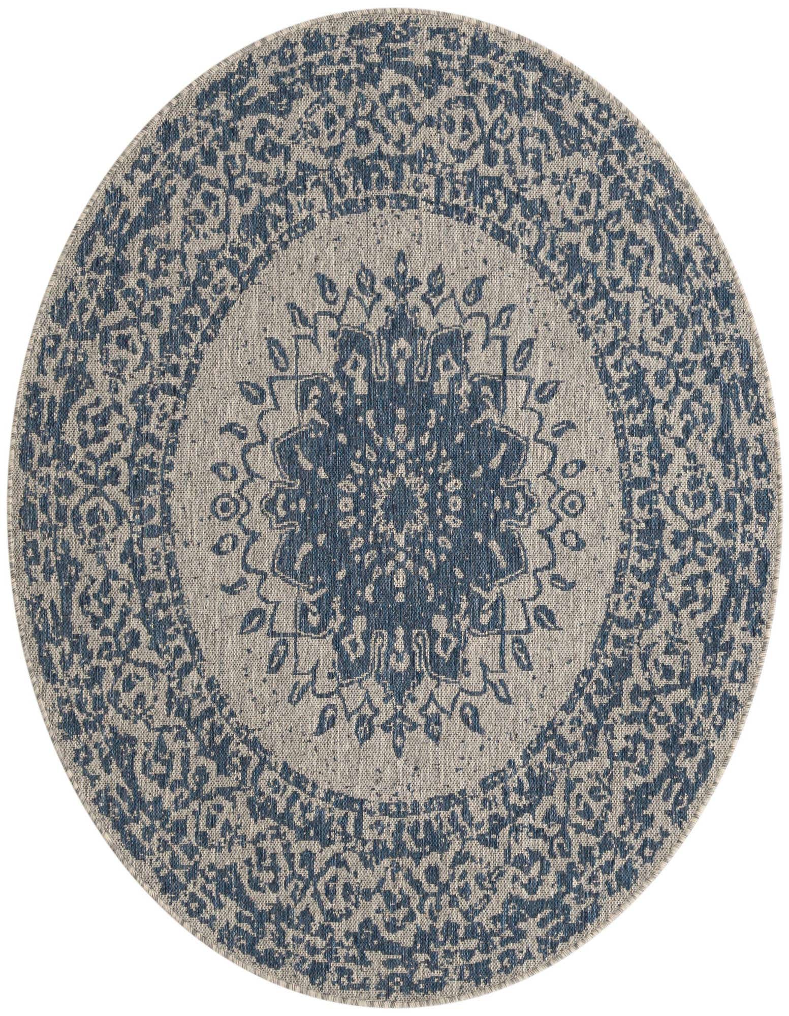 5' 3 x 5' 3 Easy-Clean Traditional Indoor / Outdoor Round Rug