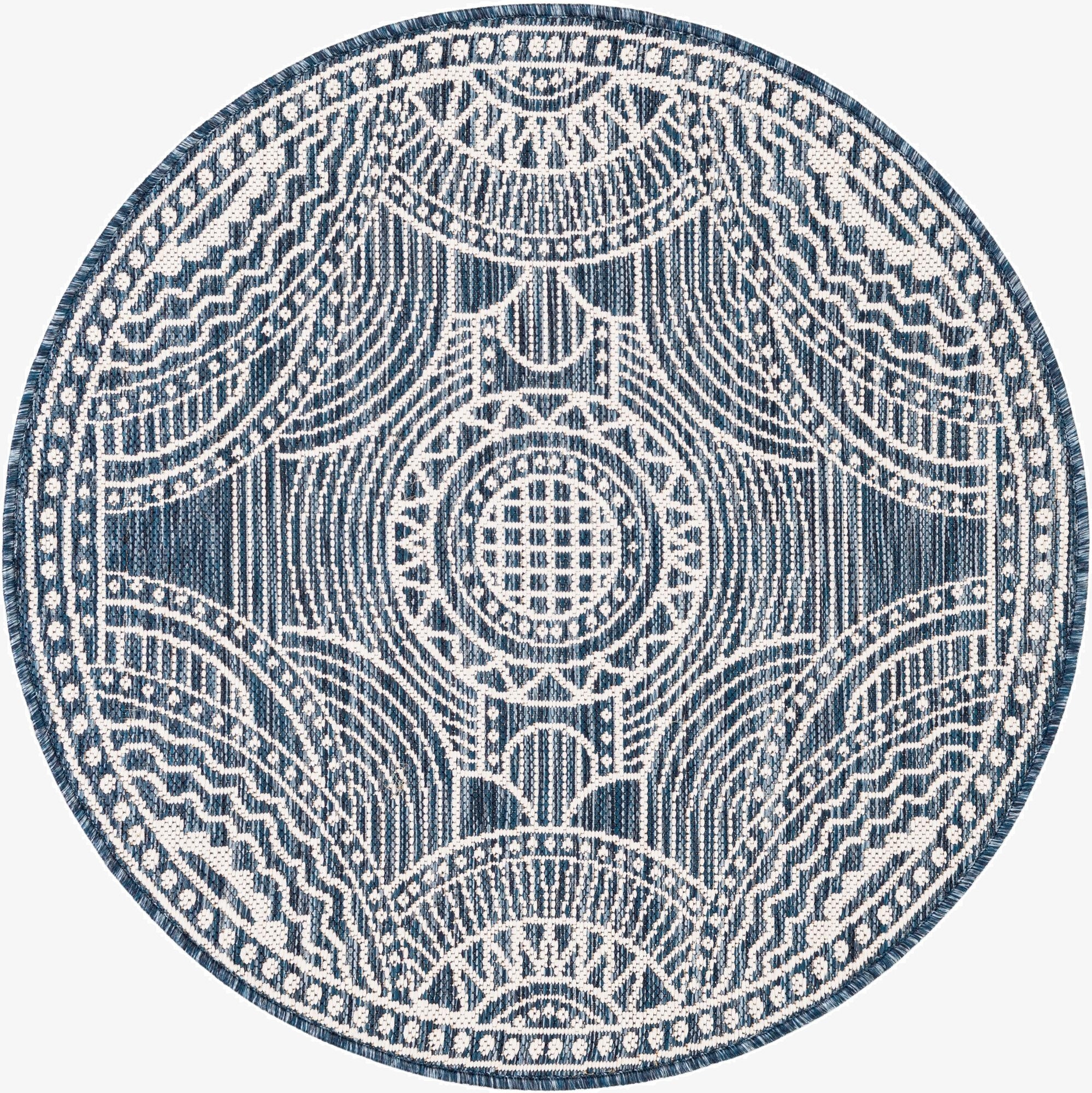 3' x 3'  Washable Traditional Indoor / Outdoor Round Rug