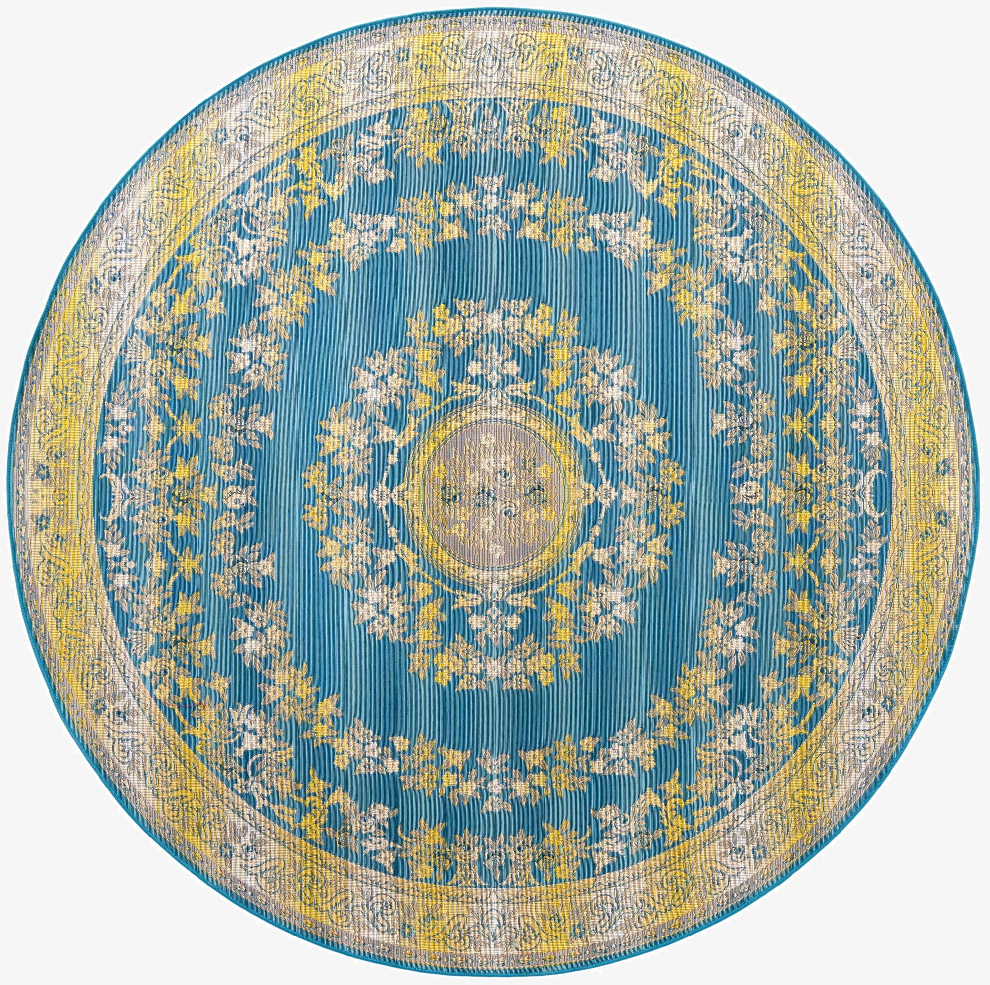 7' 10 x 7' 10  Washable Traditional Indoor / Outdoor Round Rug