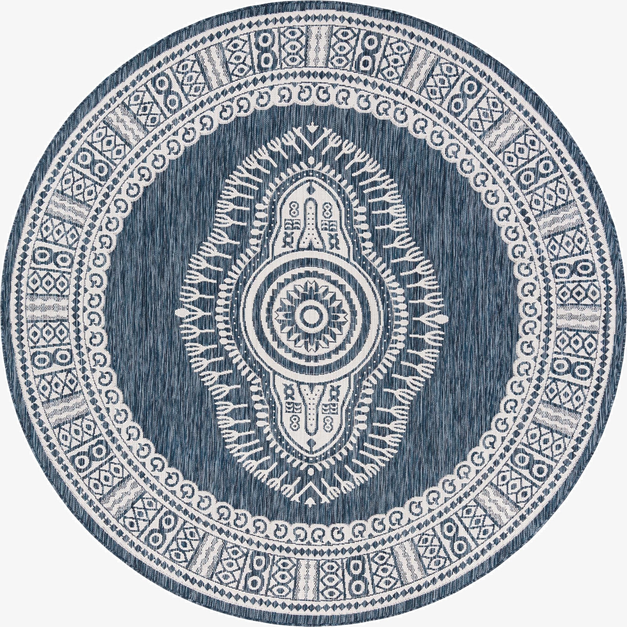 7' 10 x 7' 10  Washable Traditional Indoor / Outdoor Round Rug