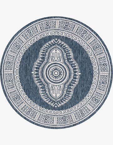 7' 10 x 7' 10 Easy-Clean Traditional Indoor / Outdoor Round Rug