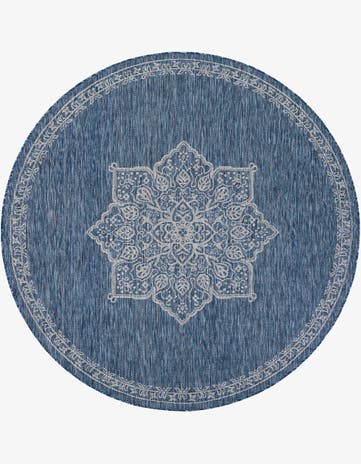 7' 10 x 7' 10 Easy-Clean Traditional Indoor / Outdoor Round Rug