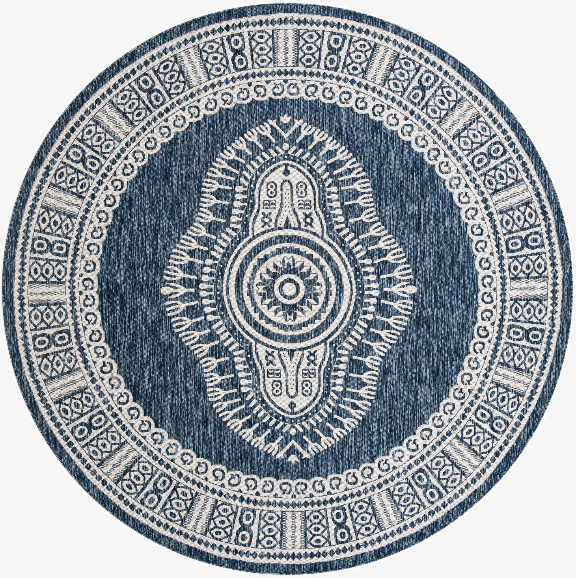 10' x 10'  Washable Traditional Indoor / Outdoor Round Rug