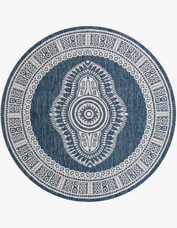 10' x 10' Easy-Clean Traditional Indoor / Outdoor Round Rug