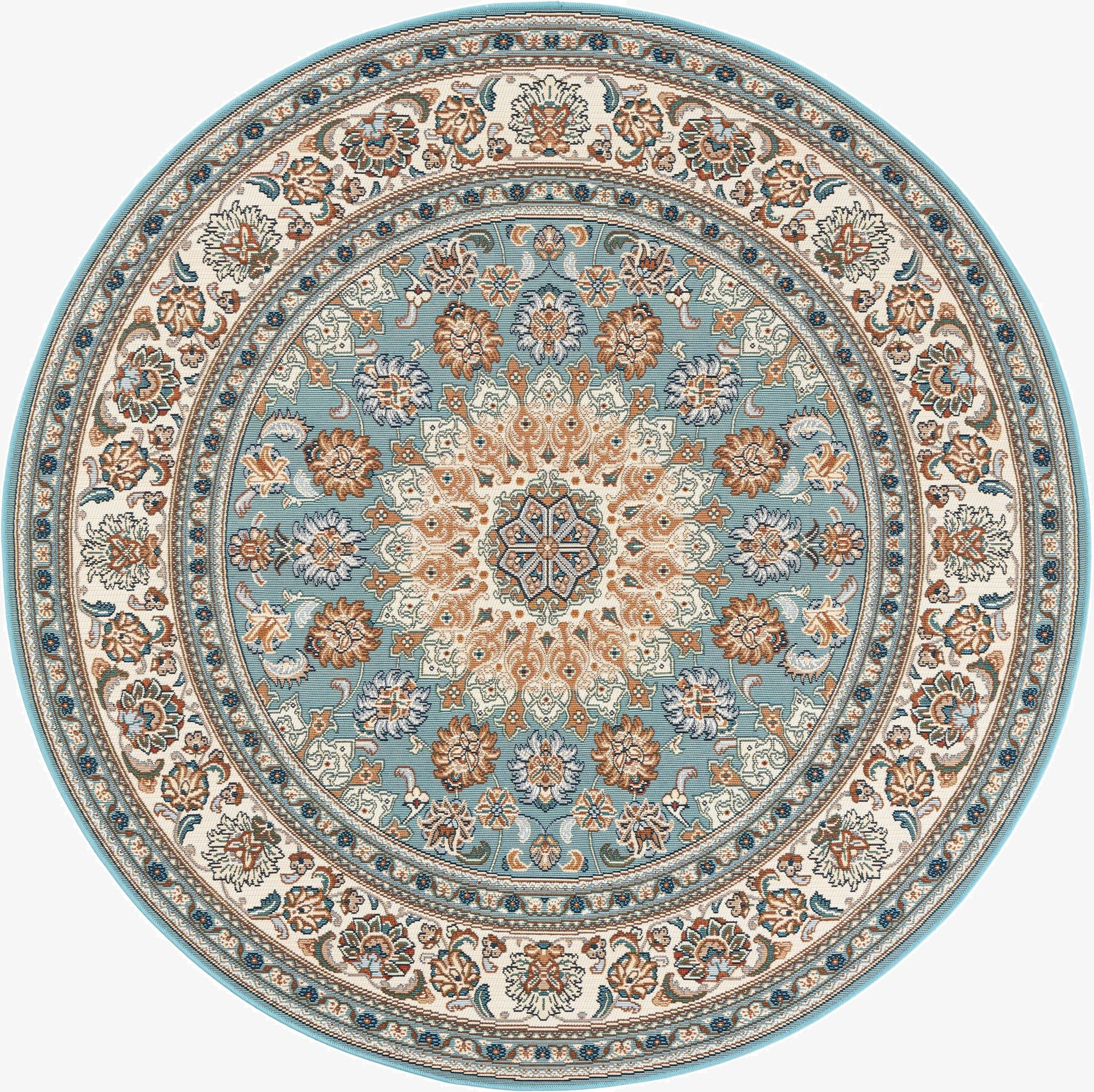 6' 1 x 6' 1  Washable Traditional Indoor / Outdoor Round Rug