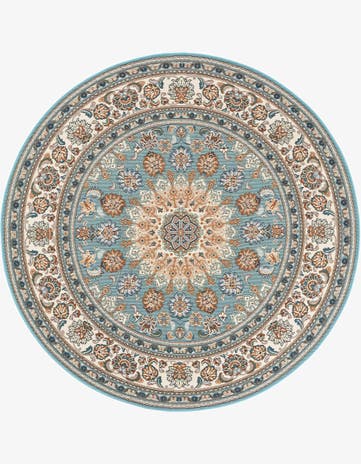 6' 1 x 6' 1 Easy-Clean Traditional Indoor / Outdoor Round Rug