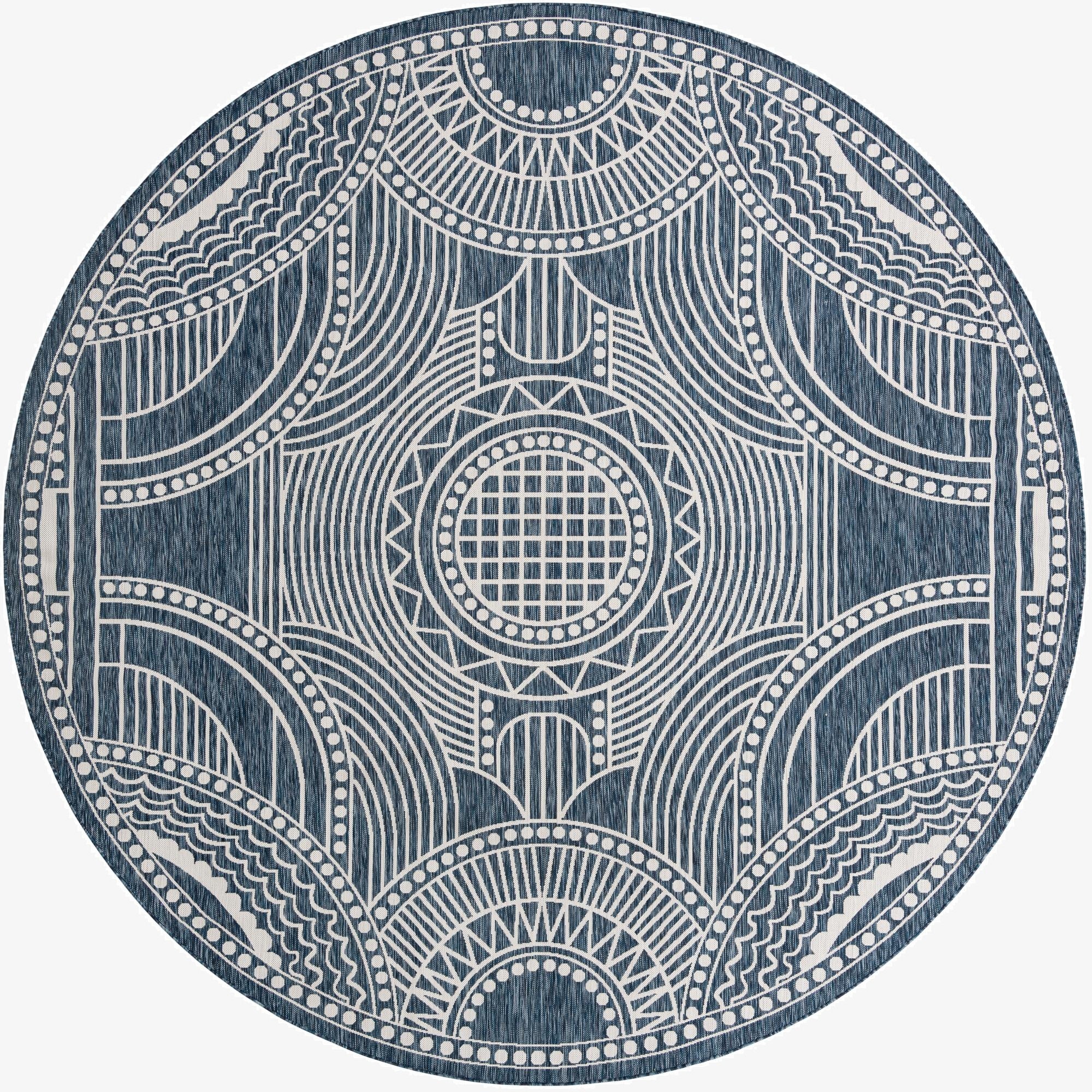 12' x 12'  Washable Traditional Indoor / Outdoor Round Rug