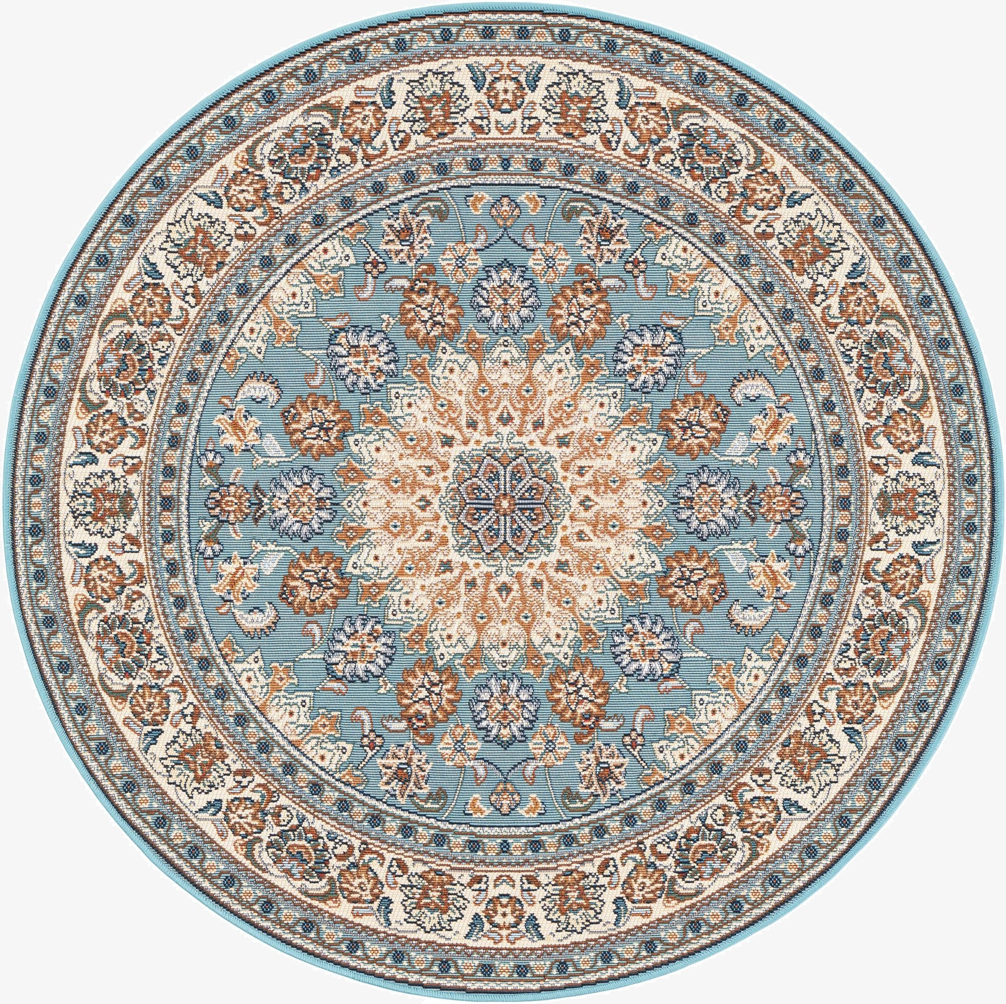 4' 1 x 4' 1  Washable Traditional Indoor / Outdoor Round Rug