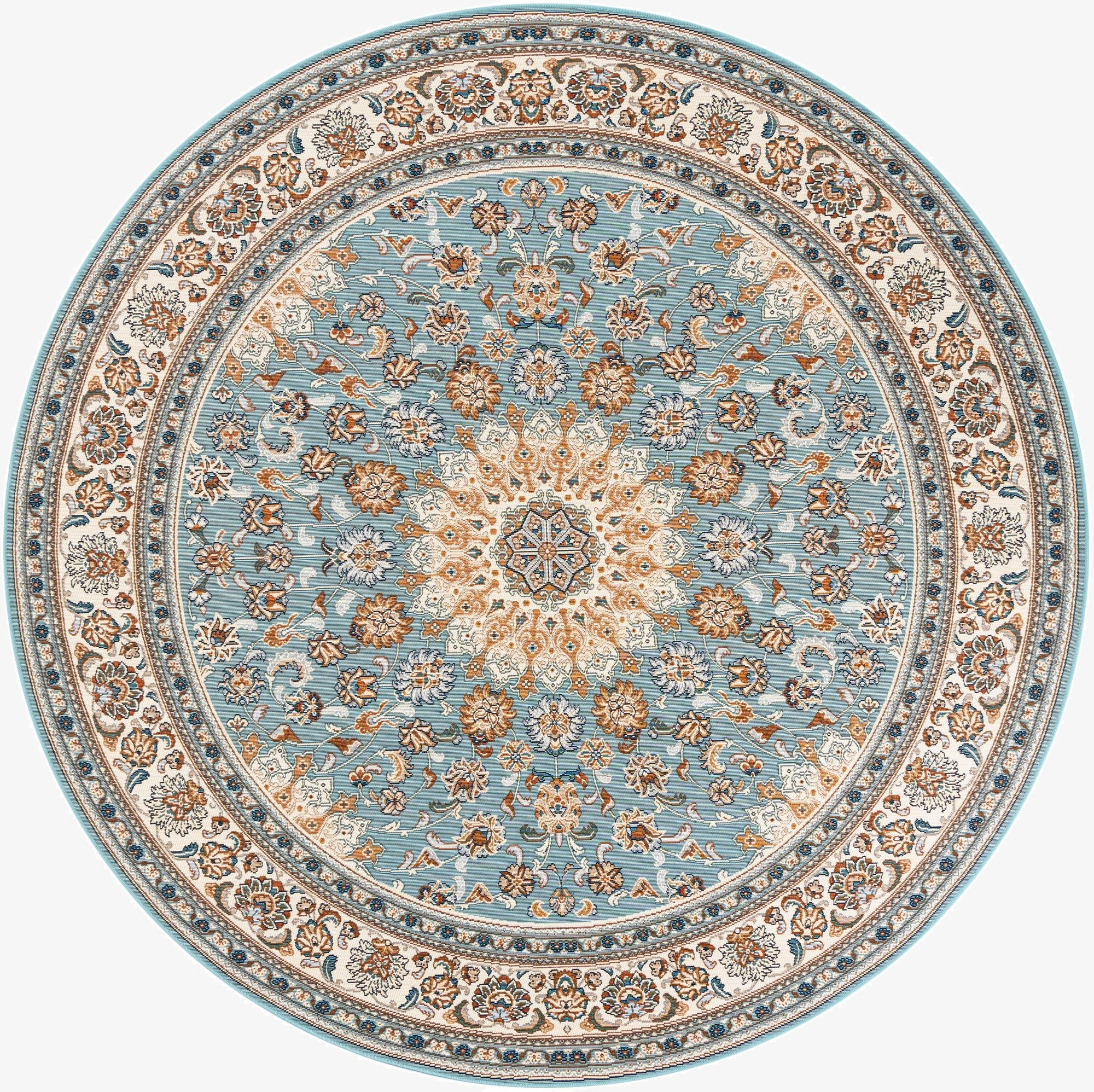 7' 10 x 7' 10  Washable Traditional Indoor / Outdoor Round Rug
