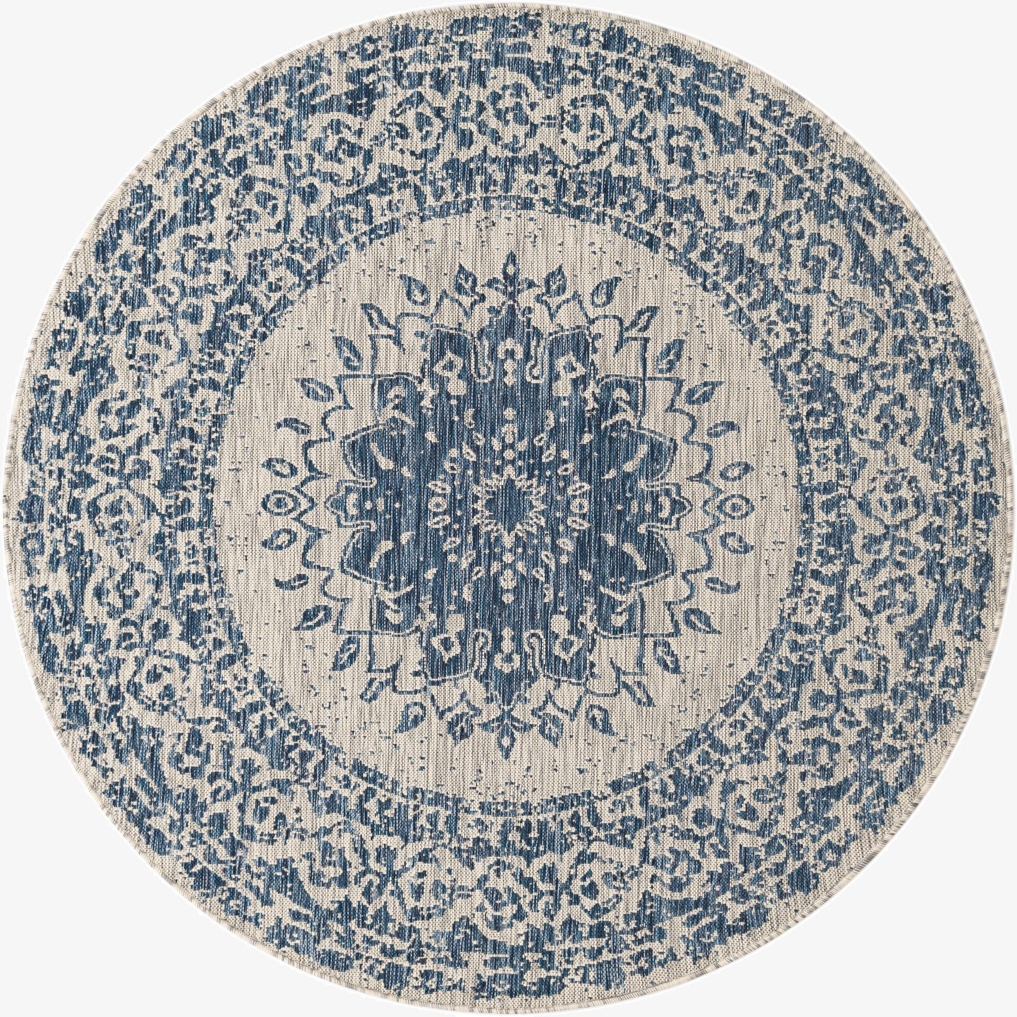 6' x 6'  Washable Traditional Indoor / Outdoor Round Rug