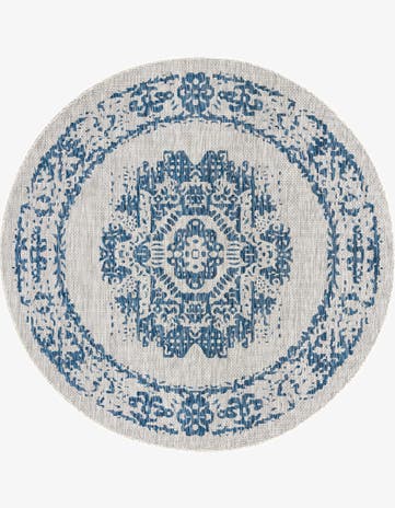7' 10 x 7' 10 Easy-Clean Traditional Indoor / Outdoor Round Rug