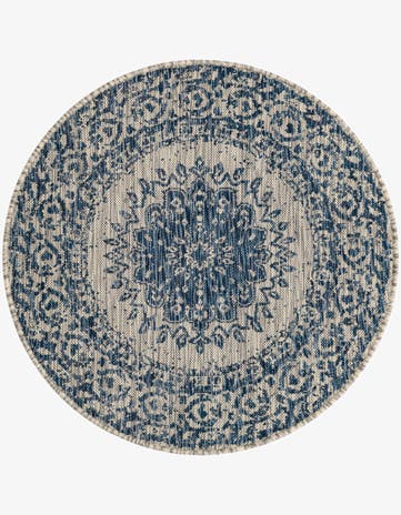 3' x 3' Easy-Clean Traditional Indoor / Outdoor Round Rug