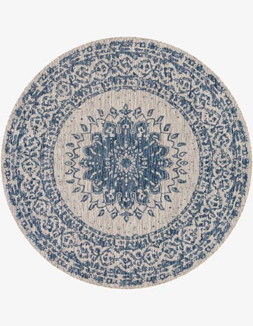 7' 10 x 7' 10 Easy-Clean Traditional Indoor / Outdoor Round Rug