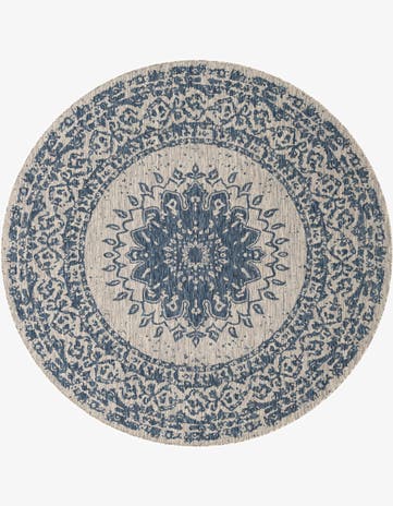 10' x 10' Easy-Clean Traditional Indoor / Outdoor Round Rug