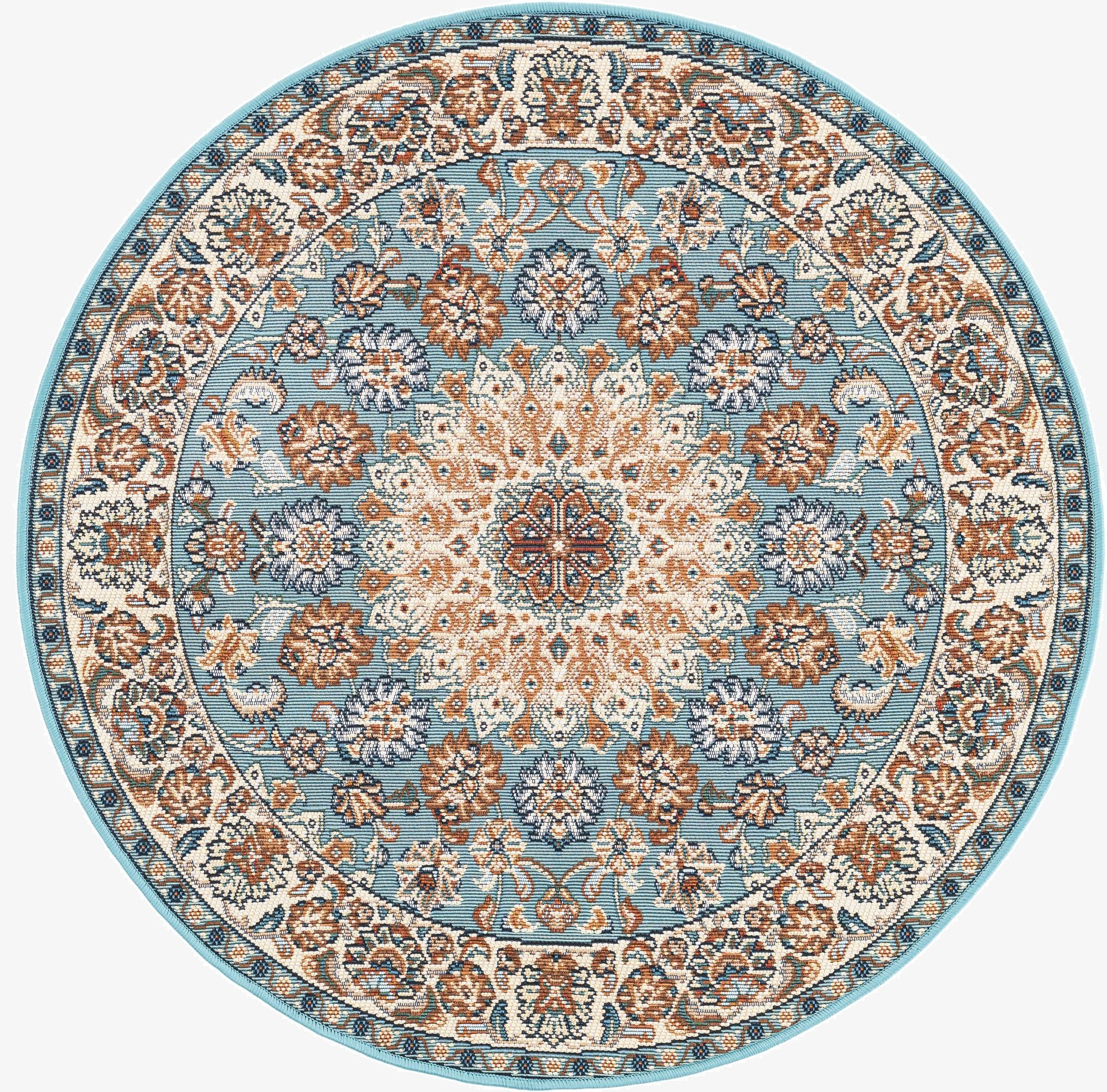 3' 3 x 3' 3  Washable Traditional Indoor / Outdoor Round Rug