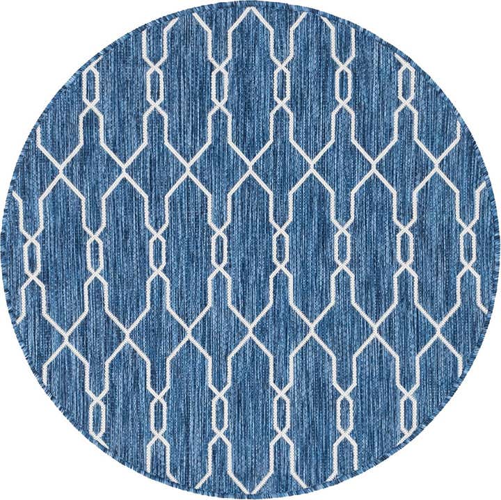 4' x 4' Easy-Clean Trellis Indoor / Outdoor Round Rug